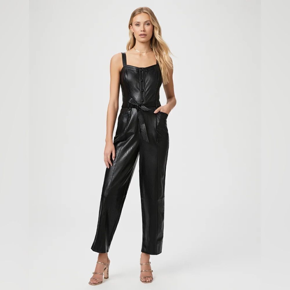Paige like NEW Valinda Faux Leather Jumpsuit Size 0